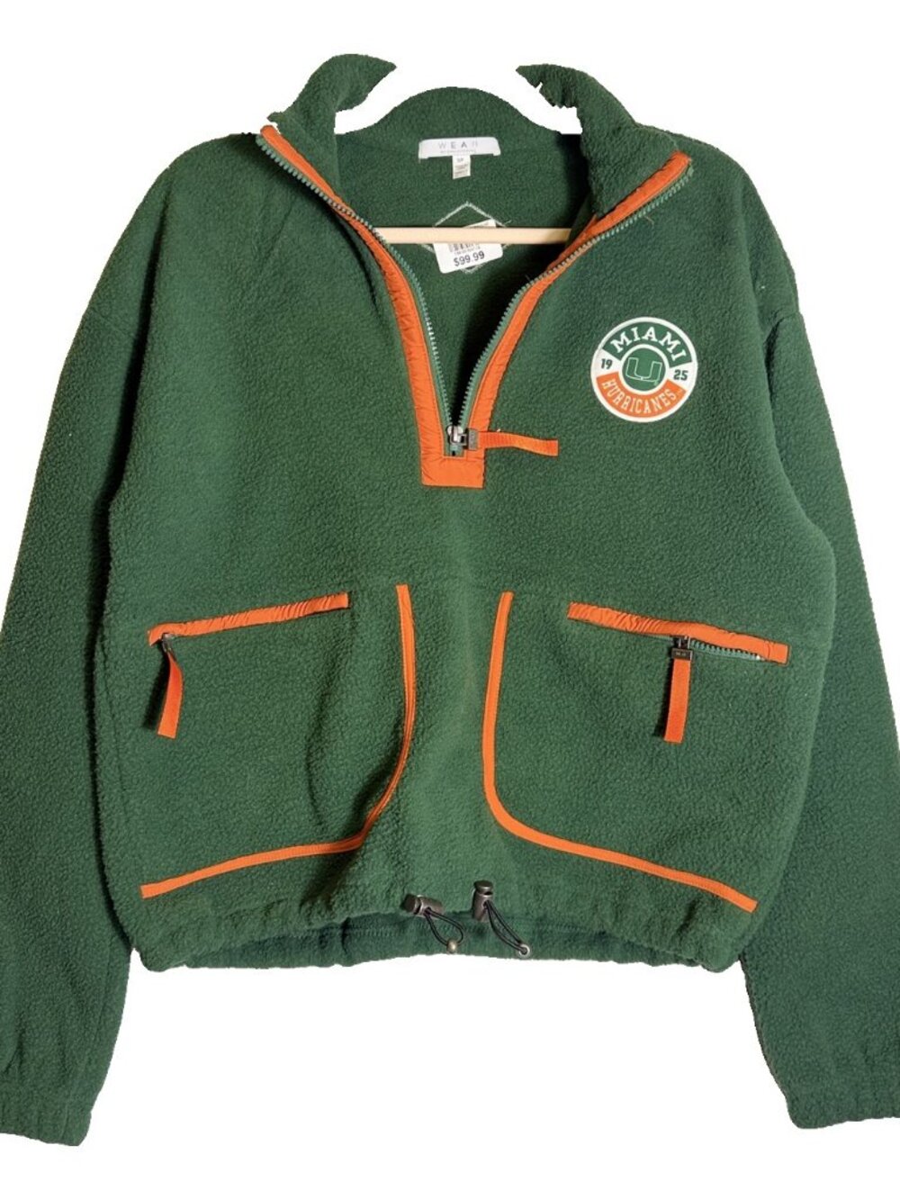 WEAR by Erin Andrews Miami Hurricanes Women's Fleece 1/4 Zip Pullover S NWT